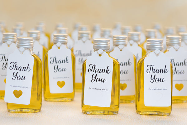 Wedding favours: Glass miniature's and glass bottles