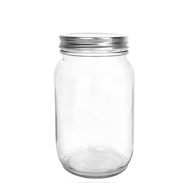 1000ml Wide Mouth Mason Jar with 1 Piece Silver Caps