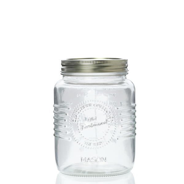 1000ml Old Fashioned Mason Jar with Silver Lid