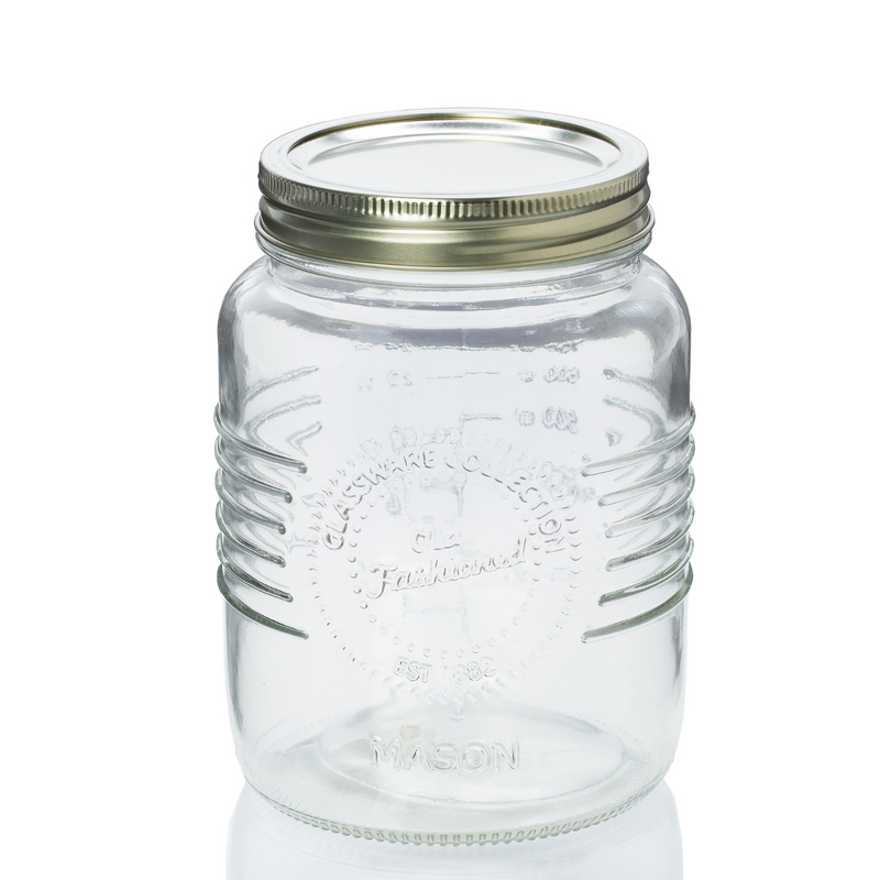 2L Old Fashioned Mason Jar with Silver Lid