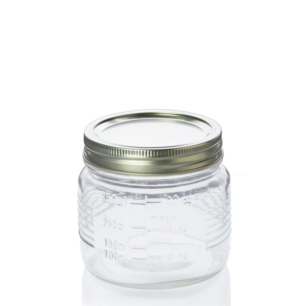 500g Old Fashioned Mason Jar with Silver Lid