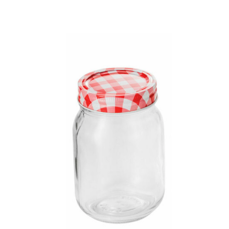 500ml Mason Jar with 1 Piece Red Gingham Lid