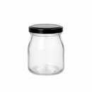 150ml Miniature Yoghurt/Milk Pot with Black Twist-Off Lid