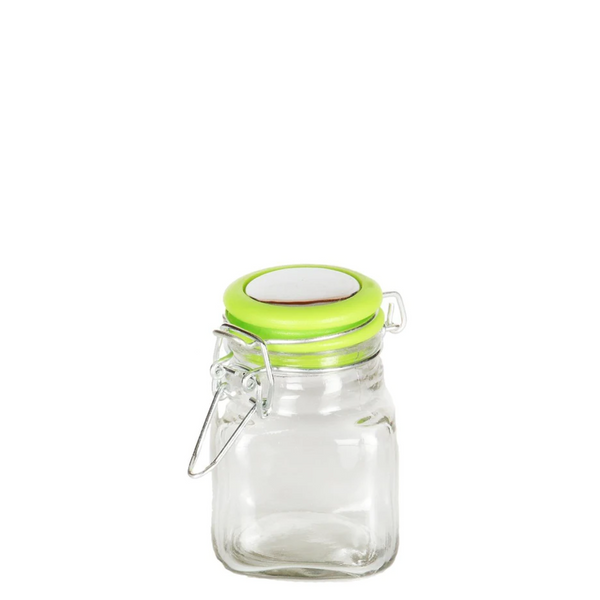 125ml Square Kilnclip Green Glass Jar