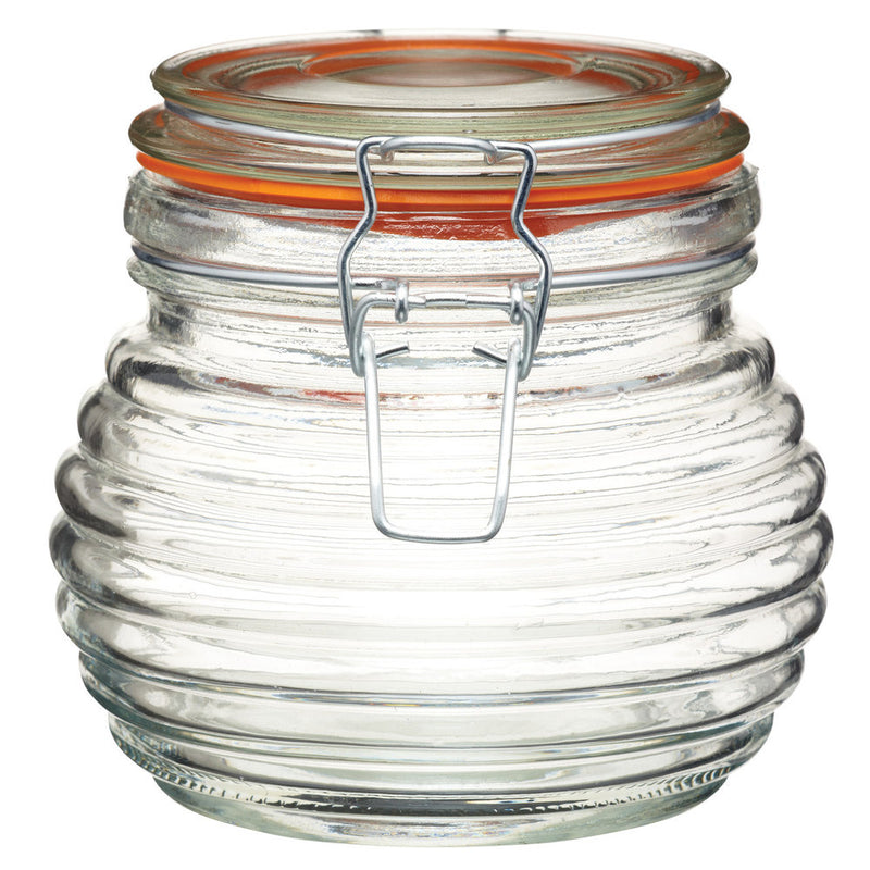 650ml BEEHIVE KILNCLIP RIBBED JAR