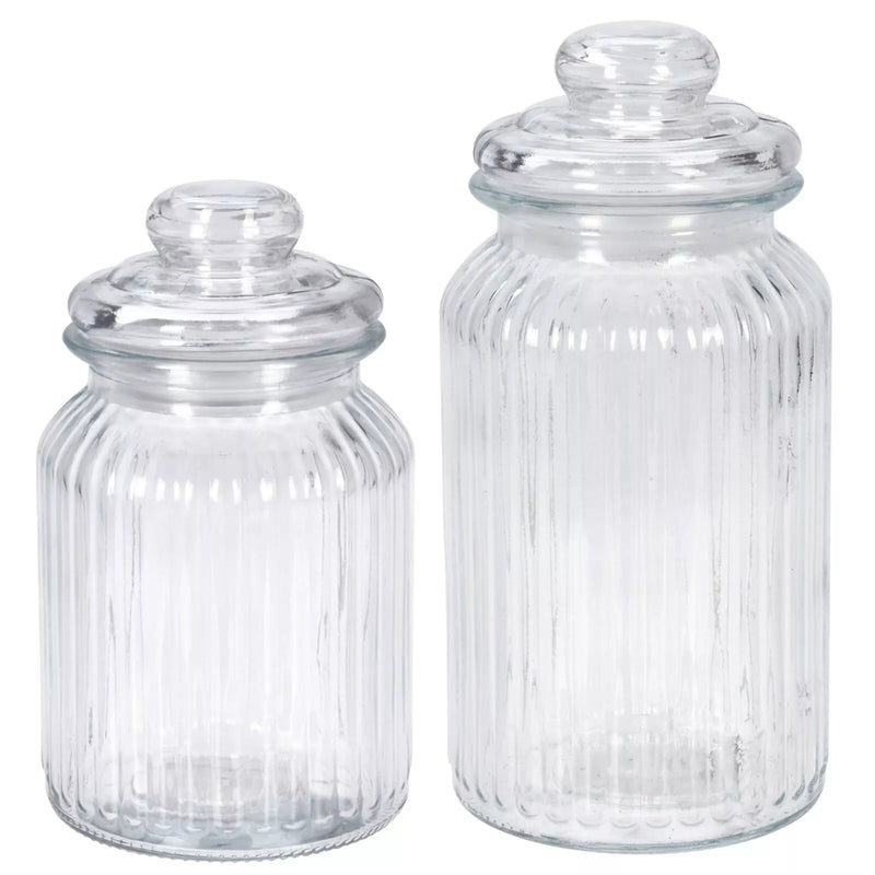 1L Ribbed Glass Jar With Knob Stopper Lid Decorative Jar For Storage 1l-ribbed-glass-jar-with-knob-stopper-lid-decorative-jar-for-storage