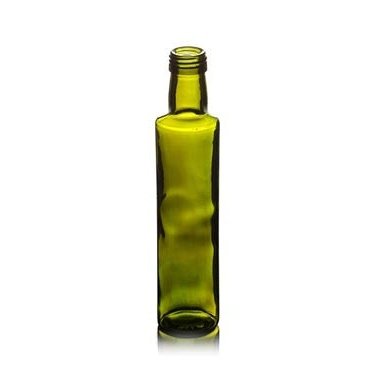 250ml Green Dorica Oil Bottle with Black Plastic Oil Pourer Caps