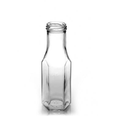 250ml Hex Sauce Bottle with White Caps