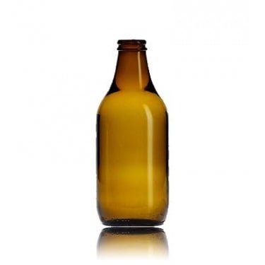 330ml Stubby Beer Bottle with Orange Crowns