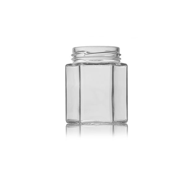 195ml Hexagonal Jar with Black Lids